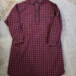 Woolrich Ladies Nightshirt Gown Pjs Red Plaid Flannel Medium